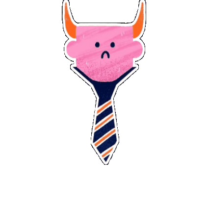 Logo da Geekonverse. monstro rosa com chifres e usando uma gravata.